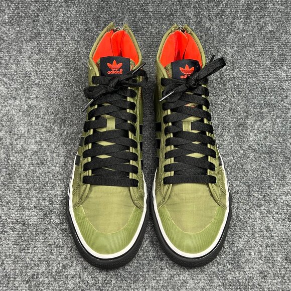 Adidas Nizza Sneakers Men's Size 10.5 Green Mid Lace Up Zip Athletic Retro Shoes - Picture 3 of 11